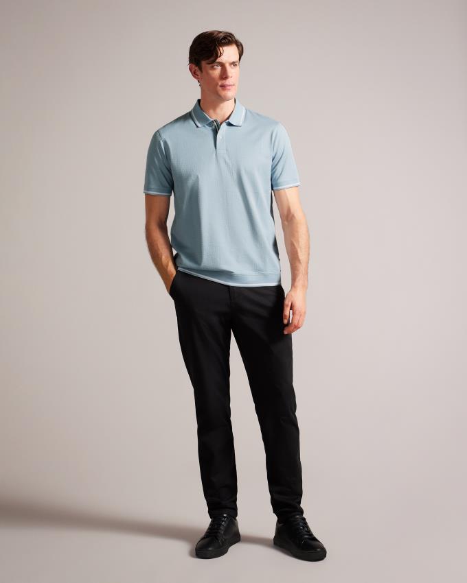 Polo Ted Baker Regular Fit Textured Bleu Clair Homme | HSQ-80549383